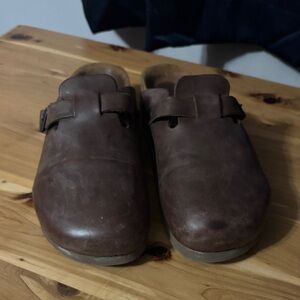 Women’s Naot 40 Brown Leather Slip-On Mule Shoes size 9